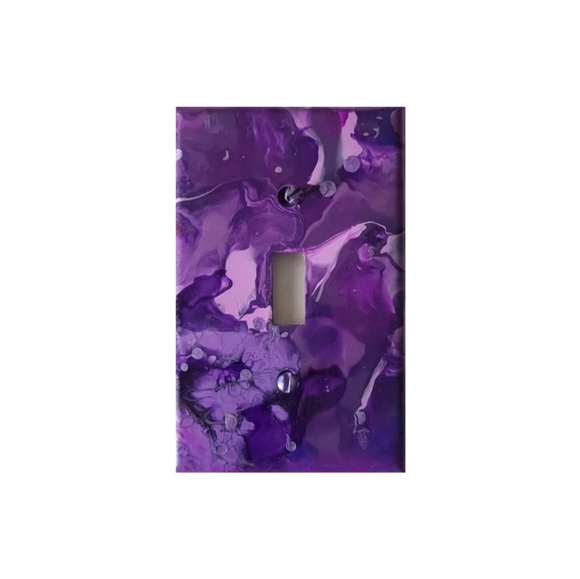 Hand Crafted Other - Hand Crafted Purple Abstract Design Single Toggle Light Switch Plate